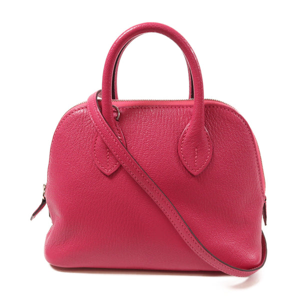 HERMES PHW Mini Bolide 2 Way Shoulder Bag Chevre Leather Rose Pourpre Pink