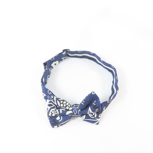 HERMES Mini Ribbon Bow Tie Silk Blue v1