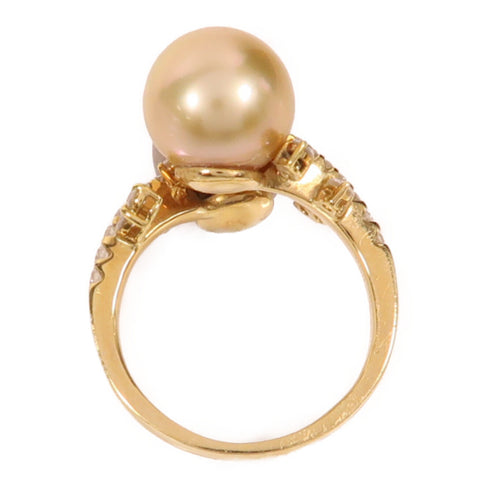 Jewelry 0.59ct Diamond Pearl Ring 18K White Gold US#8.25