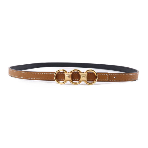 HERMES GHW Belt Veau Epsom Leather Gold/Brown