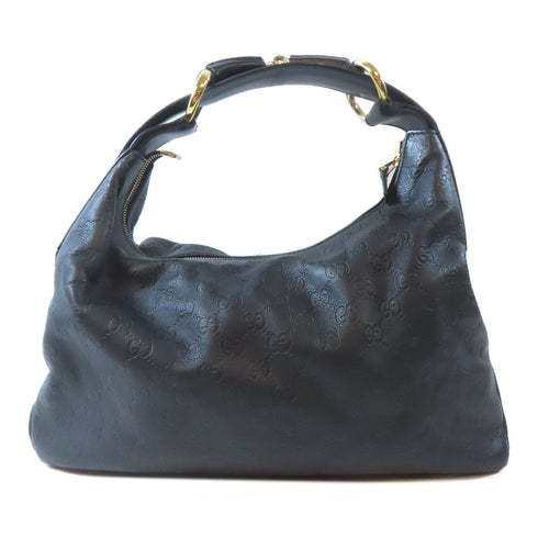 GUCCI GG GHW Horsebit Hobo Bag Shoulder Handbag 115867 Calfskin Leather Black