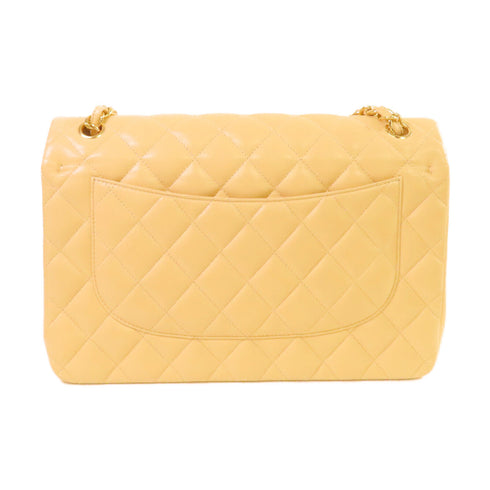 CHANEL Quilted CC GHW Classic Jumbo 30 Chain Shoulder Bag Lambskin Leather Beigw