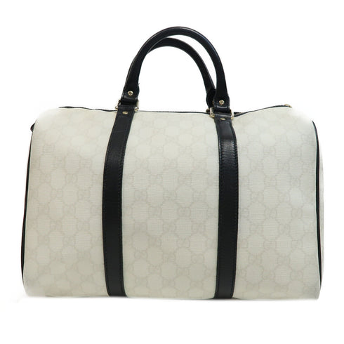 GUCCI GG GHW Handbag 193603 Coated Canvas Leather White Black
