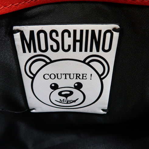 MOSCHINO GHW Pouch Calfskin Leather Red