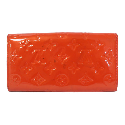LOUIS VUITTON LV GHW Long Wallet Monogram Vernis Orange Red