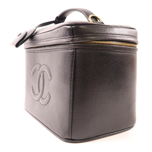 CHANEL CC GHW Vintage Vanity 2 Way Shoulder Bag Calfskin Leather Black