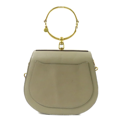 Chloe GHW Nile Bag 2 Way Shoulder Bag Calfskin Leather Beige