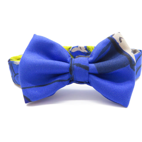 HERMES Mini Ribbon Bow Tie Silk Blue