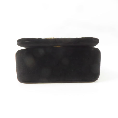 CHANEL CC GHW Crystal CC Mini Flap Chain Shoulder Bag Velvet Black