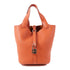 HERMES PHW Picotin PM Handbag Clemence Leather Terre Battue/Orange