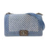 CHANEL Herringbone CC SHW Boy 25 Chain Shoulder Bag A67086 Denim Blue