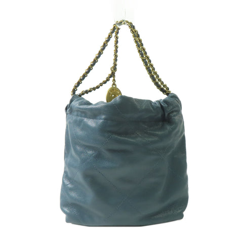 CHANEL CC GHW Chanel 22 Mini 2 Way Shoulder Bag Handbag AS3980 Calfskin Blue