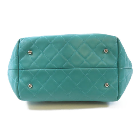CHANEL Quilted CC SHW Chain Shoulder Handbag Lambskin Leather Green