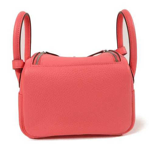 HERMES PHW Mini Lindy Shoulder Bag Taurillon Clemence Leather Rose Azalee/Pink