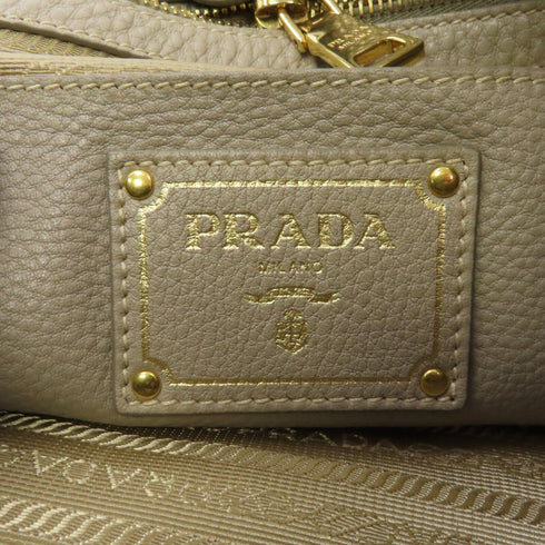 PRADA GHW Shoulder Tote Bag BR4970 Calfskin Leather Gray