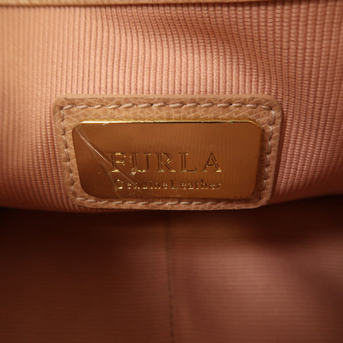Furla GHW Chain Shoulder Bag Calfskin Leather Pink