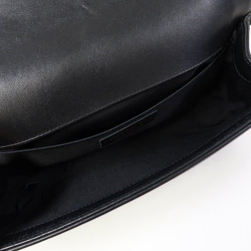 CHANEL Quilted CC GHW Boy 25 Chain Shoulder Bag Lambskin Leather Black