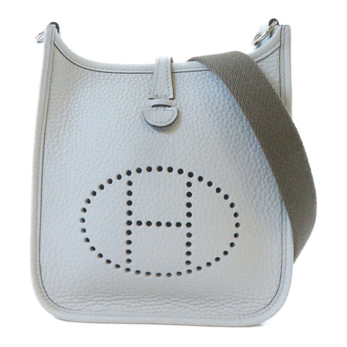 HERMES PHW Evelyne TPM Shoulder Crossbody Bag Clemence Leather Bleu Pale Blue