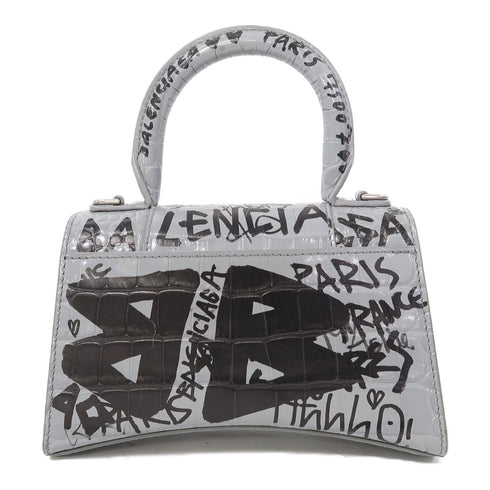 BALENCIAGA SHW 2 Way Shoulder Bag 592833 Calfskin Leather Grey