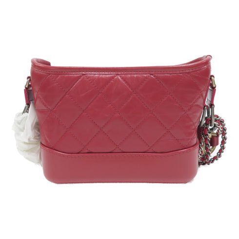 CHANEL Quilted CC Gabrielle Small Chain Shoulder Bag Calfskin Leather A91810 Red