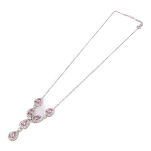 JEWELRY Pink Sapphire Diamond Necklace 18K White Gold