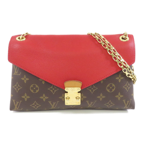 LOUIS VUITTON LV GHW Pallas Chain Bag Shoulder Bag M41201 Monogram Brown Red