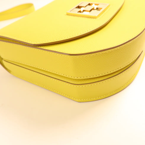 HERMES GHW Mosaique Shoulder Bag Veau Epsom Leather Lime Yellow