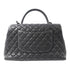 CHANEL Quilted CC SHW Coco Handle Medium 2 Way Bag Calfskin Leather Black