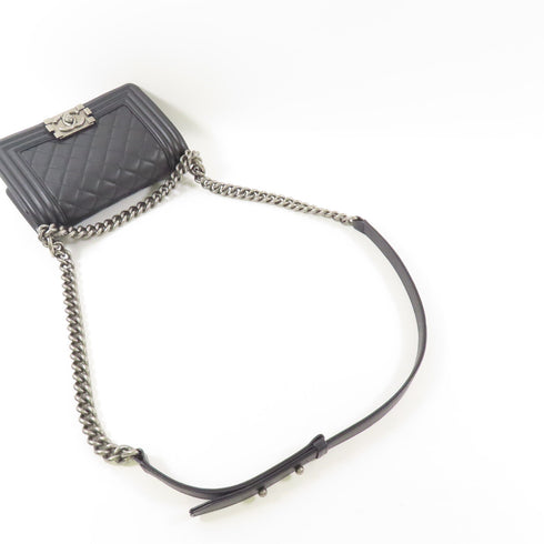 CHANEL CC Boy 20 Chain Shoulder Bag A67085 Calfskin Leather Black