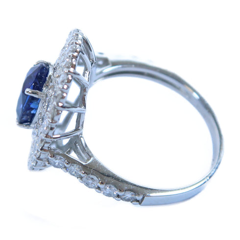 Fine Jewelry 2.03ct Sapphire 1.53ct Diamond Ring US#6 6.2g PT900 Platinum