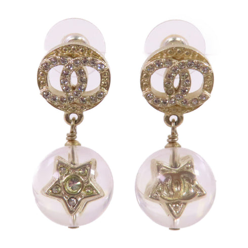 CHANEL CC GHW CC Earrings A19K Metal Rhinestones PVC Gold Tone Color