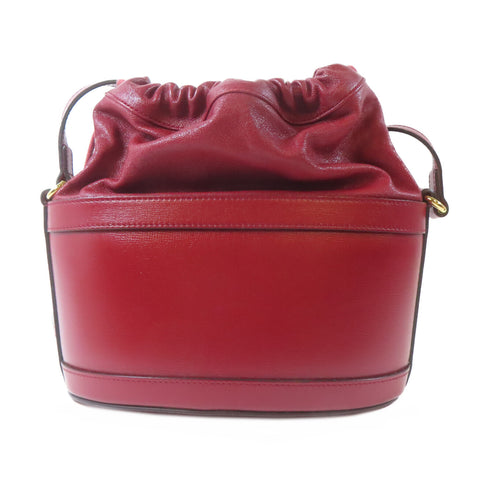 GUCCI GHW Hoursebit 1955 Shoulder Bag 602118 Calfskin Leather Red