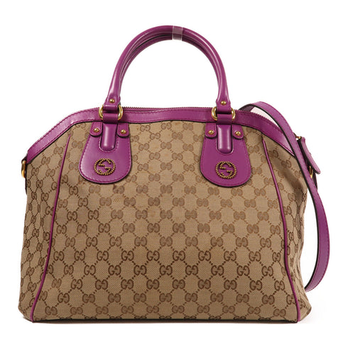 GUCCI GG GHW Scarlett 2Way Shoulder Hand Bag Purple/Brown