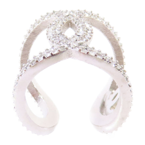 CHANEL CC Ring Precept US#6 Metal Rhinestones
