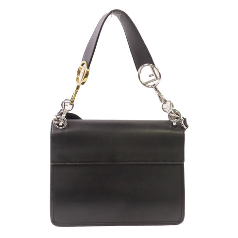 FENDI SHW Handbag Shoulder Bag Crossbody Calfskin Leather 8 BT 284 Black
