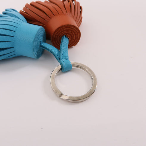 HERMES PHW Duo Carmen Charm Veau Swift Leather Brown Blue