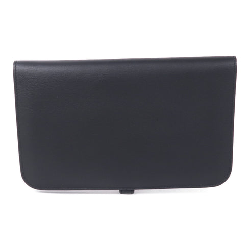 HERMES GHW Dogon Long Wallet Swift Leather Noir