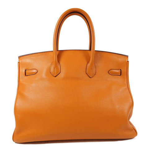 HERMES PHW Birkin 35 Handbag Swift Leather Orange
