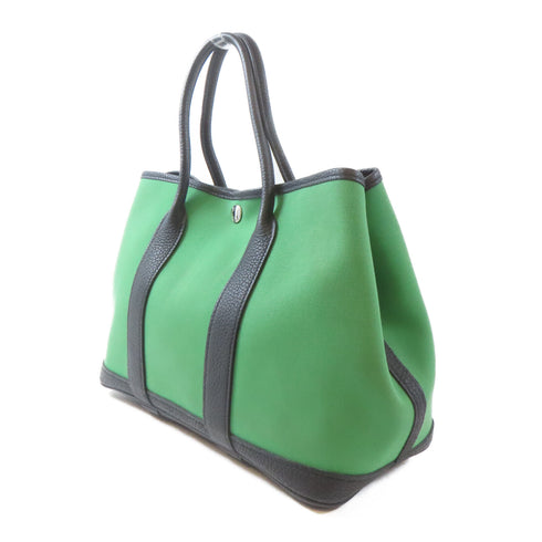HERMES PHW Garden Party TPM Tote Bag Handbag Canvas Cactus Green