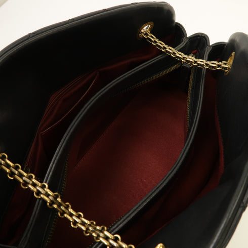 CHANEL Quilted CC GHW Chain Shoulder Bag Lambskin Leather Black v10