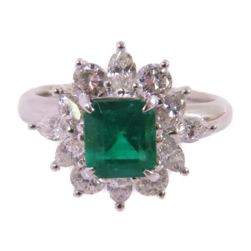 FINE JEWELRY 0.99ct Emerald 0.85ct Diamond Ring US#6.75 PT900 Platinum
