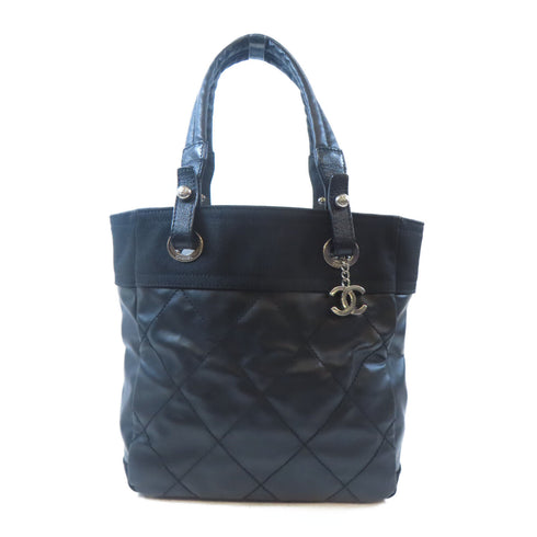Chanel CC SHW Tote Bag PVC Coated Canvas Black