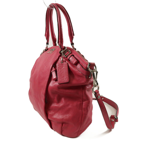 COACH 2 Way Shoulder Bag Calfskin Leather