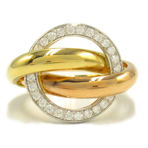 CARTIER Trinity Diamond Ring 18K Yellow White Pink Gold Cartier#53 US#6.5