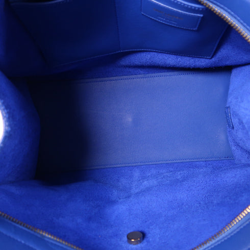 SAINT LAURENT YSL GHW 2 Way Shoulder Bag Handbag Lambskin Leather Blue