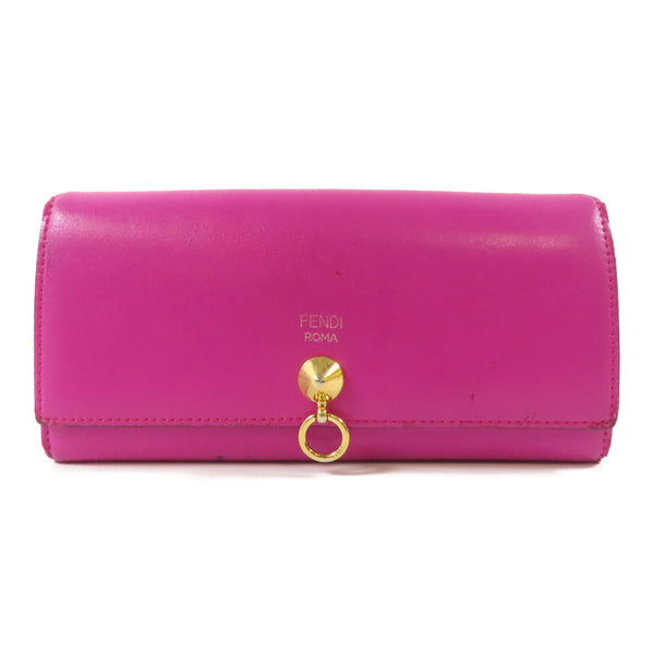 FENDI GHW Long Wallet 8M0251 Calfskin Leather Pink