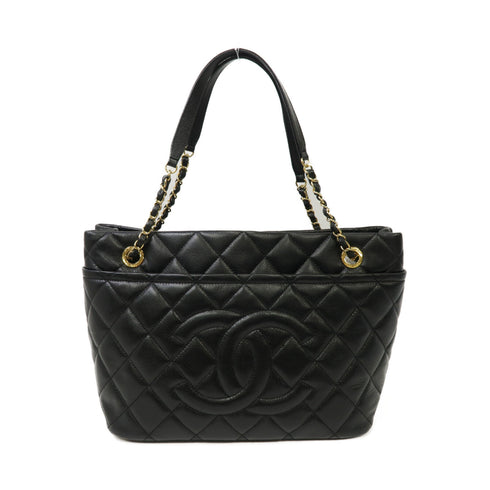 CHANEL Quilted CC GHW Chain Shoulder Bag Calfskin Leather Black v3