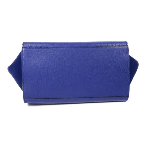 CELINE GHW Trapeze 2 Way Bag Calfskin Leather Blue