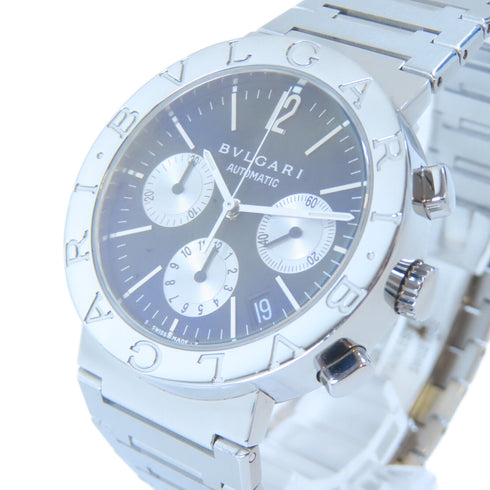 BVLGARI Chronograph Automatic Watch BB38SSCH Stainless Steel Black