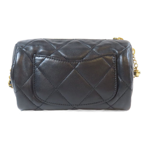 CHANEL Quilted CC GHW Bowling Bag Chain Shoulder Bag AS3384 Lambskin Black
